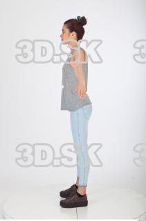 Whole body blue jeans gray woman singlet of Molly 0011